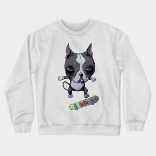 Boston Terrier Skateboarding Gift For Boston Terrier Owners and Lovers Crewneck Sweatshirt